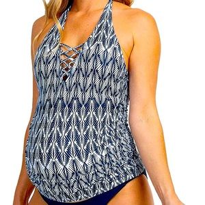 Pink blush maternity tankini